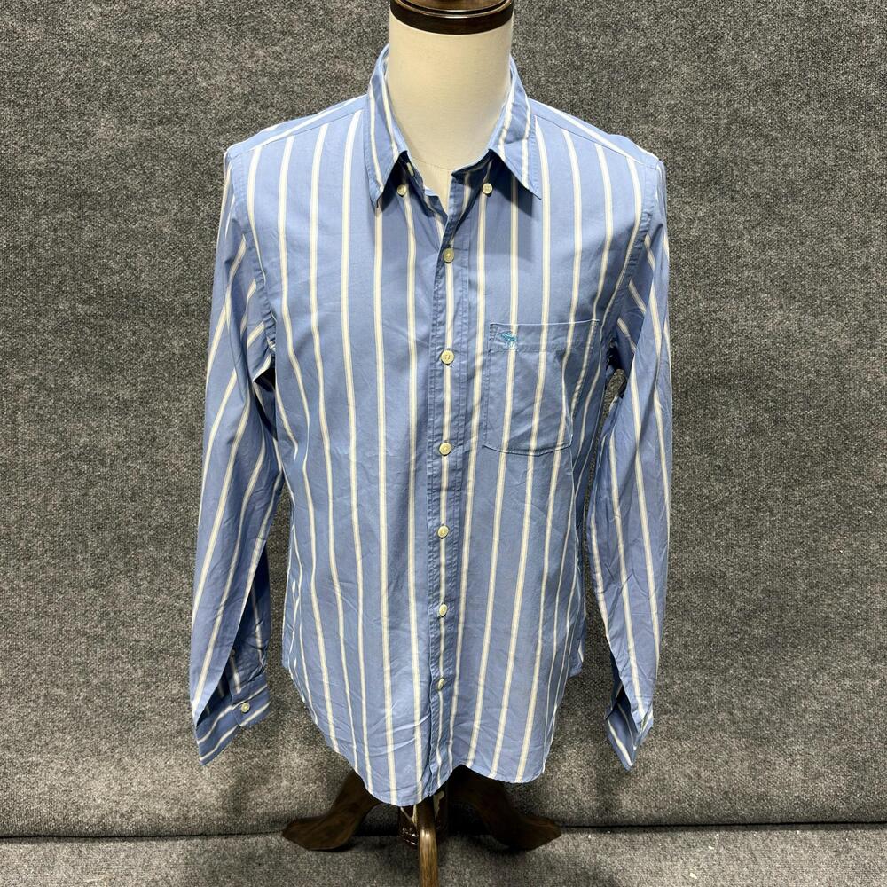 Abercrombie & Fitch Shirt Mens Large Blue Stripe Long Sleeve Button Down Casual